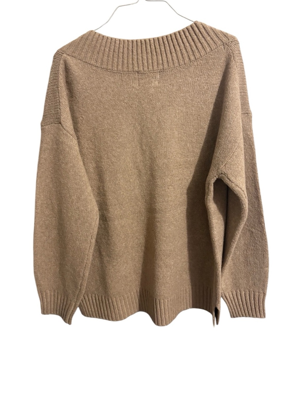 Pink Rose V-Neck Sweater in Portobella Tan - Picture 2 of 4